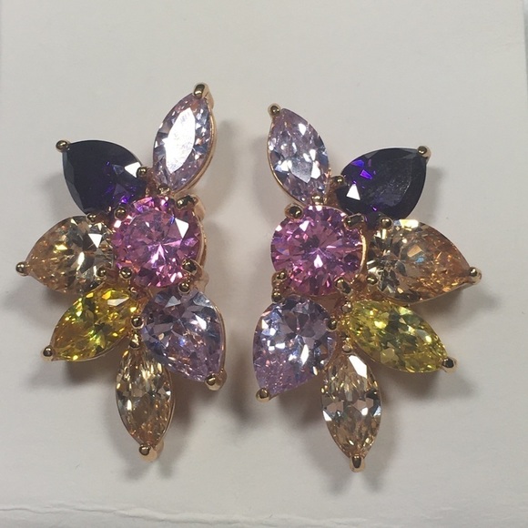Jewelry - 𝅺earrings 925 Silver & Multicolor Crystal Stones.
